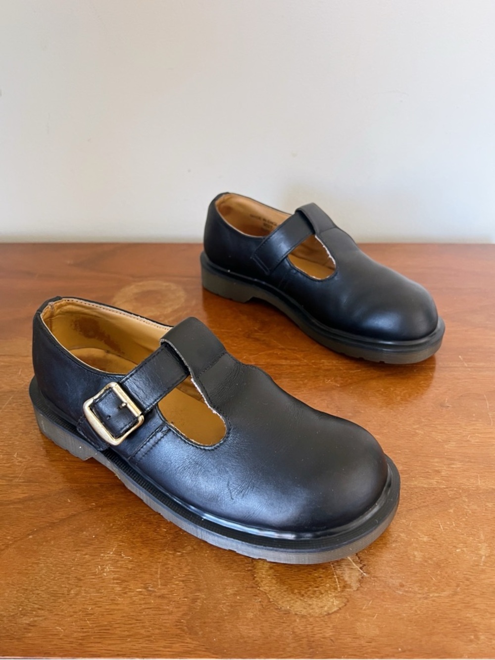 Dr Martens • vintage t-strap mary janes 5027 leather chunky black t bar MIE - Picture 9 of 9